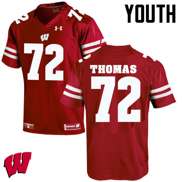 Youth Wisconsin Badgers #72 Joe Thomas College Football Jerseys-Red